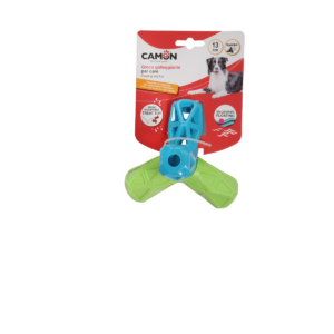 Camon Geometric Tpr Dog Treat Toy with 4 Tips and Squeaker- 13Cm
