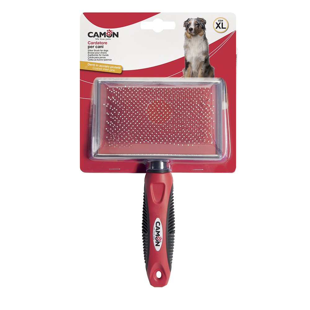 Camon Slicker Brush with Stainless Steel Plastic Coated Pins (120X80Mm) Xl