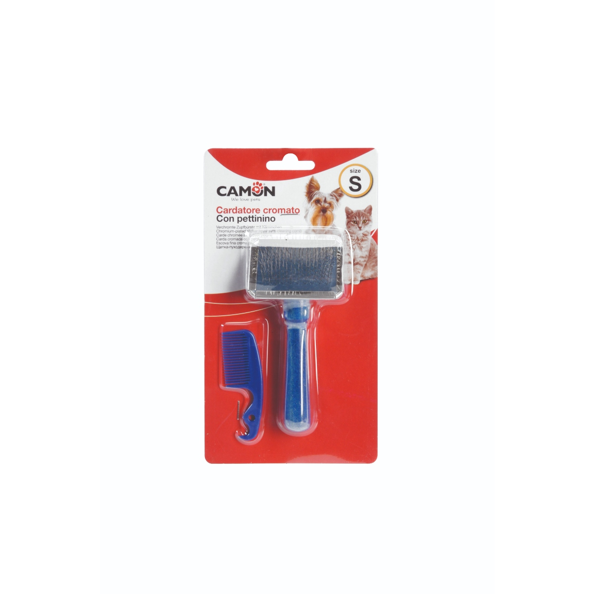 Camon Chrome-Plated Slicker Brush with Comb- Small