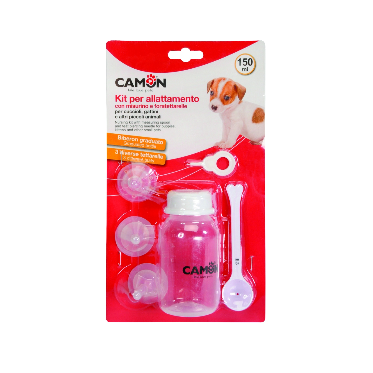 Camon Nursing Bottle Set (150Ml) with Measuring Spoon and Teat Piercing Needle