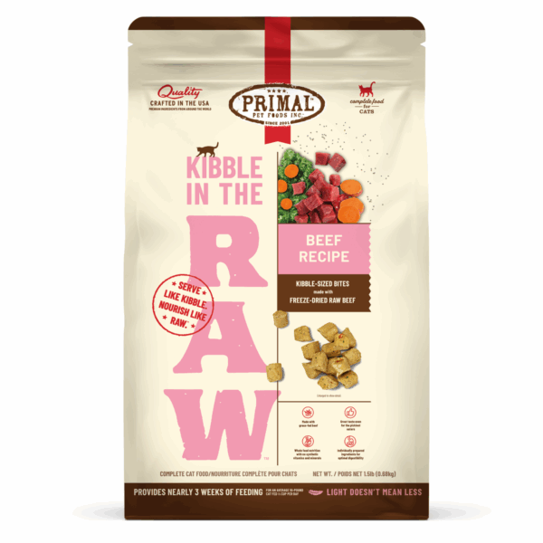 Primal Kibble in the Raw Cat Food - Beef Recipe - 1.5 lb