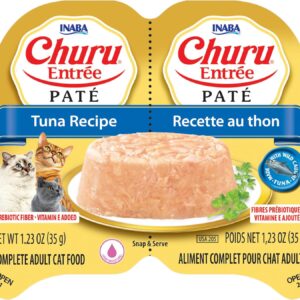 INABA Churu Entree Pate for Cats, Grain-Free, High Protein, Prebiotic Complete & Balanced Wet Cat Food - Tuna Recipe