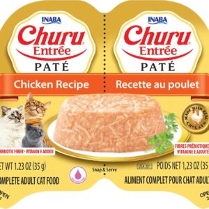INABA Churu Entree Pate for Cats, Grain-Free, High Protein, Prebiotic Complete & Balanced Wet Cat Food - Chicken Recipe