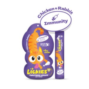 Cindy & Friends Lickies Functional Creamy Lickable Cat Treat for Immunity with Chicken & Rabbit 75g (5 × 15g)