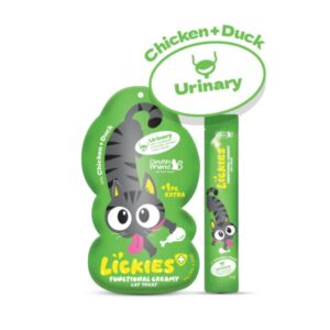 Cindy & Friends Lickies Functional Creamy Lickable Cat Treat for Urinary Support with Chicken & Duck 75g (5 × 15g)