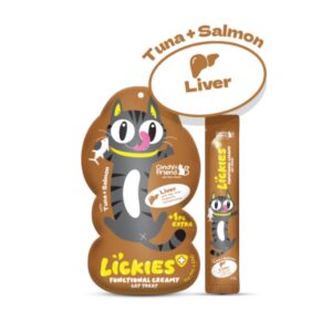 Cindy & Friends Lickies Functional Creamy Lickable Cat Treat for Liver with Chicken, Tuna & Salmon 75g (5 x 15g)