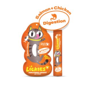 Cindy & Friends Lickies Functional Creamy Lickable Cat Treat for Digestion Health with Salmon & Chicken 75g (5 × 15g)