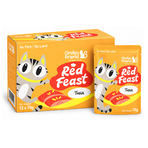 Cindy & Friends Red Feast Tuna Complete & Balanced Wet Cat Food Pouch, 12×70 g