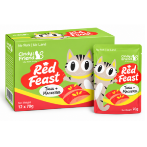 Cindy & Friend Red Feast Tuna With Mackerel Wet Cat Food Pouch 12 × 70 g