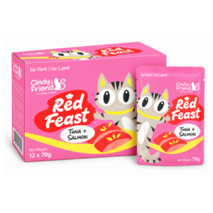 Cindy & Friend Red Feast Tuna With Salmon Wet Cat Food Pouch 12 × 70 g