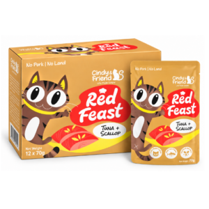 Cindy & Friend Red Feast Tuna With Scallop Wet Cat Food Pouch 12 × 70 g