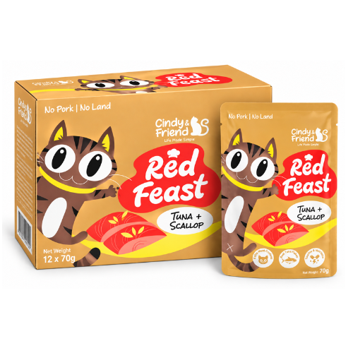Cindy & Friend Red Feast Tuna With Scallop Wet Cat Food Pouch 12 × 70 g