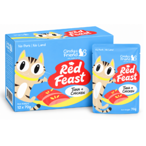 Cindy & Friend Red Feast Tuna With Chicken Wet Cat Food Pouch 12 × 70 g